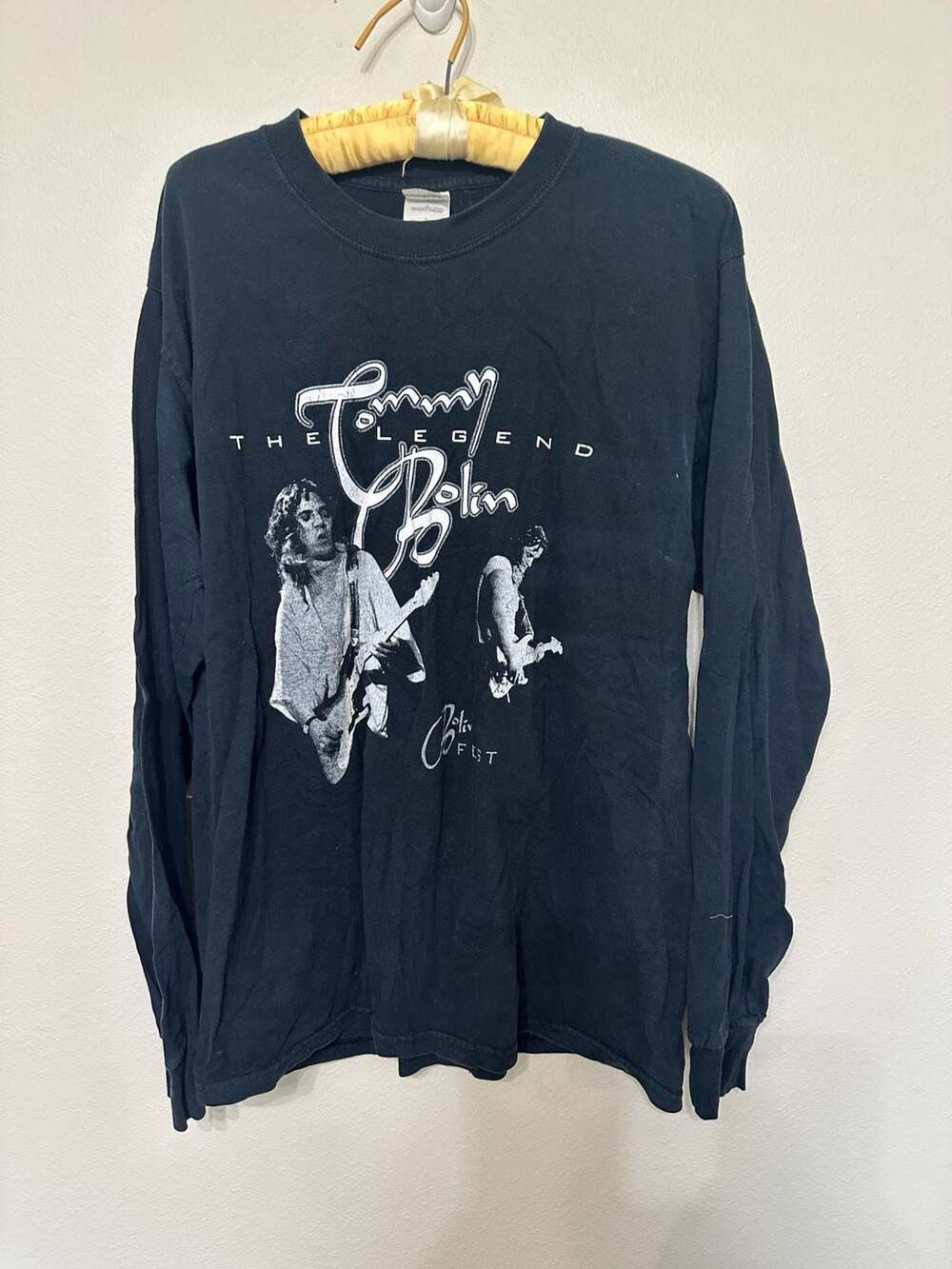 Vintage Tommy Bolin Shirt Mens Sz L Faded Black Band Tee Rock Guitarist 90s